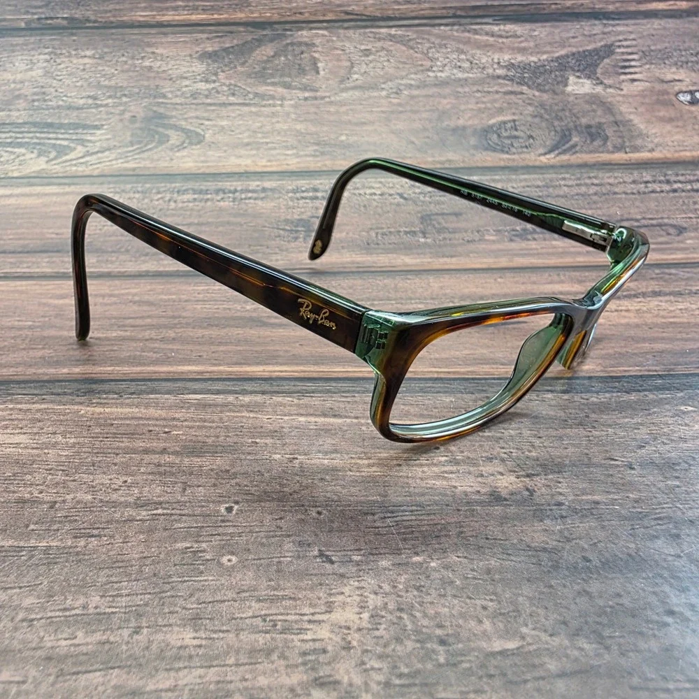 Ray-Ban RB 5187 2445 Dark Tortoise Green Rectangular Eyeglasses Frames 50-16-140